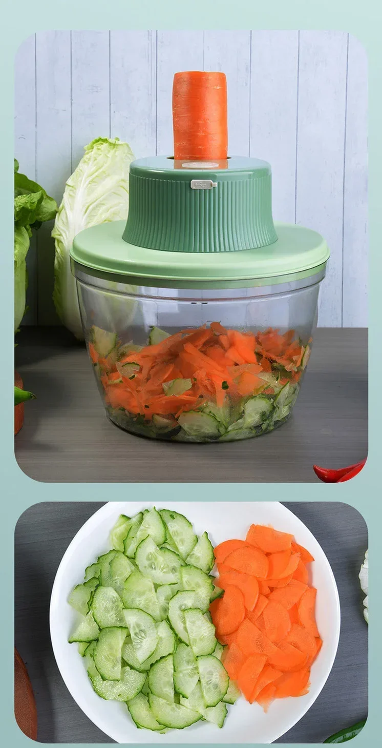 Description Picture 5 of itemElectric Vegetable Cutter 1PC Multifunction Dehydration Blue High Temperature Resistant 4L Drain Vegetable Cutting USB Charging