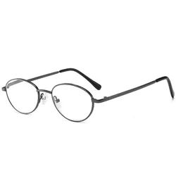 Vintage Oval Metal Lightweight Anti - Blue Light Reading Glasses - Unisex Fashion - +400 (Black)