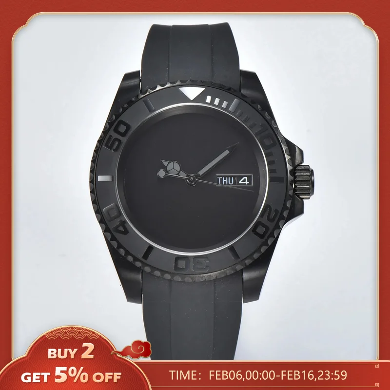 Dwayne Bell Japan Nh35 Orologio Meccanico Da Uomo Cinturino In Gomma Impermeabile Vetro Zaffiro Sport Tutto Orologio Nero Per Uomo