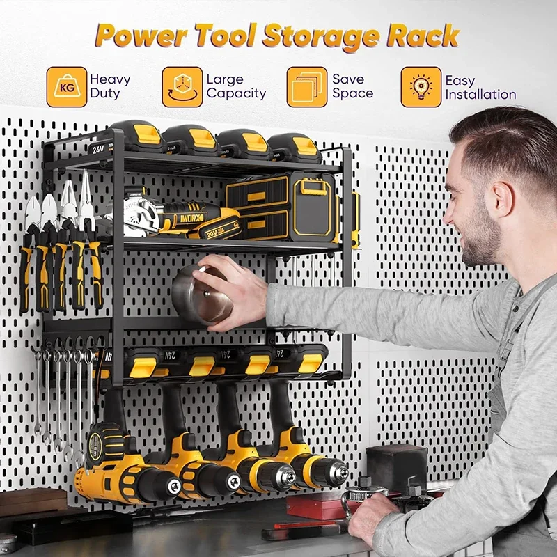 4-layers Iron Tool Shelf Wall Mounted Organizer Tools Shelf Professional Workshop Tool Shelves Holder Drill Storage Bracket 2