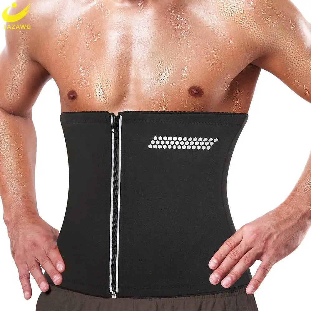 LAZAWG Men Waist Trainer Belt Waist Trimmer Weight Loss Tummy Band Sweat Corset Belly Girdles Body Shaper Fat Burner Slimming slimming shaper clothes sweat vest fat burner body belt waist body building tummy tank top for man weight loss