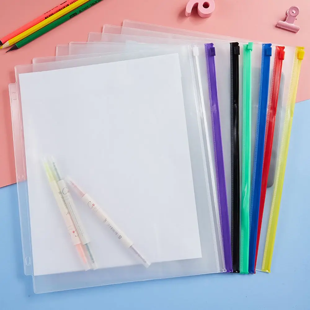 Loose Leaf Bags Waterproof Document Filing Bags 6 Ring Binder Zipper Folders Binder Pockets A5 A6 Size Notebook file folder file holder