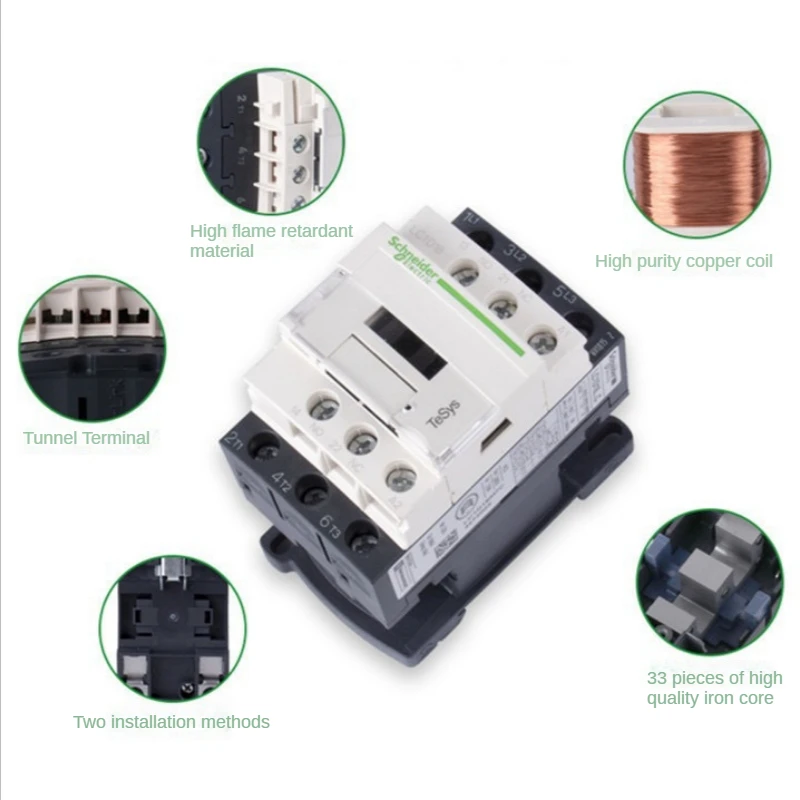 Schneider contactor 220v AC Three-pole contactor 3P 3 Phase 3-Pole 50/60Hz LC1D25 LC1D32 LC1D38 Coil Voltage 24v 110V 220V 380