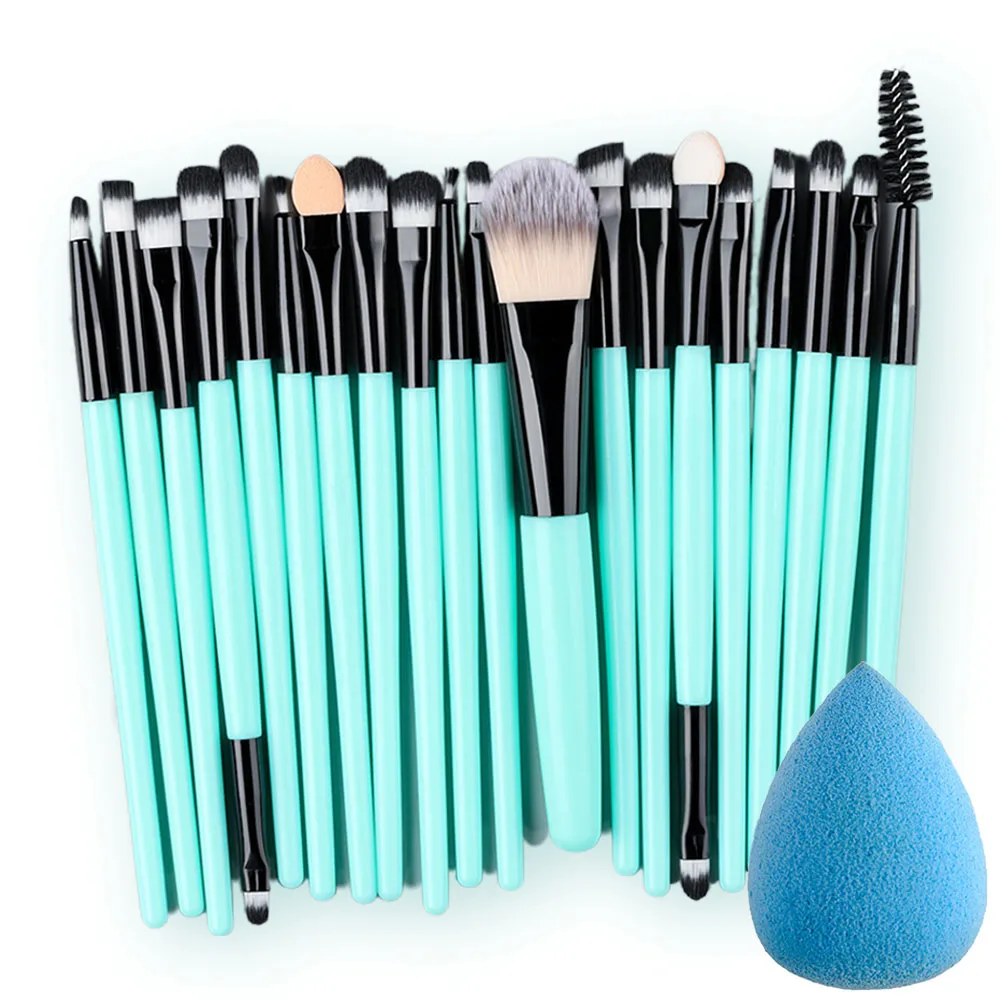 20PCS Makeup Brushes Set For Cosmetics Foundation Blush Powder Eyeshadow Kabuki Blending Brush With Powder Puff Beauty Tools_voghion.com