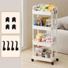 3-4 Layers Of White Simple Plastic Splicing Receiving Rack, Bathroom Light Small Item Storage Trolley, Floor Standing Storage Ra 4