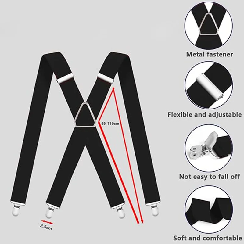Elastic Polyester Suspenders Men 4 Clips Vintage Men's Women Suspender Trousers Wedding Suspension For Skirts Suspenders 4 Clip