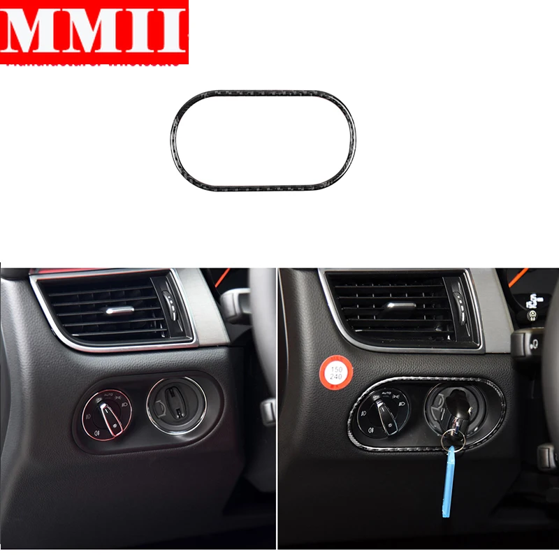 

Carbon Fiber Sticker 1Pc Headlight Switch Panel Frame Cover For Porsche Macan 2014-2021 Decoration Interior Trim Accessories
