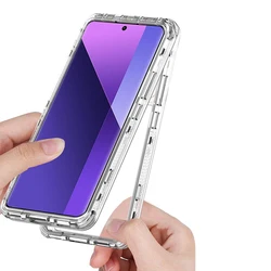 3 - in - 1 Transparent Cell Phone Case - Drop - Proof and Shock - Proof Protection for Redmi Note12S 4G (WHITE)