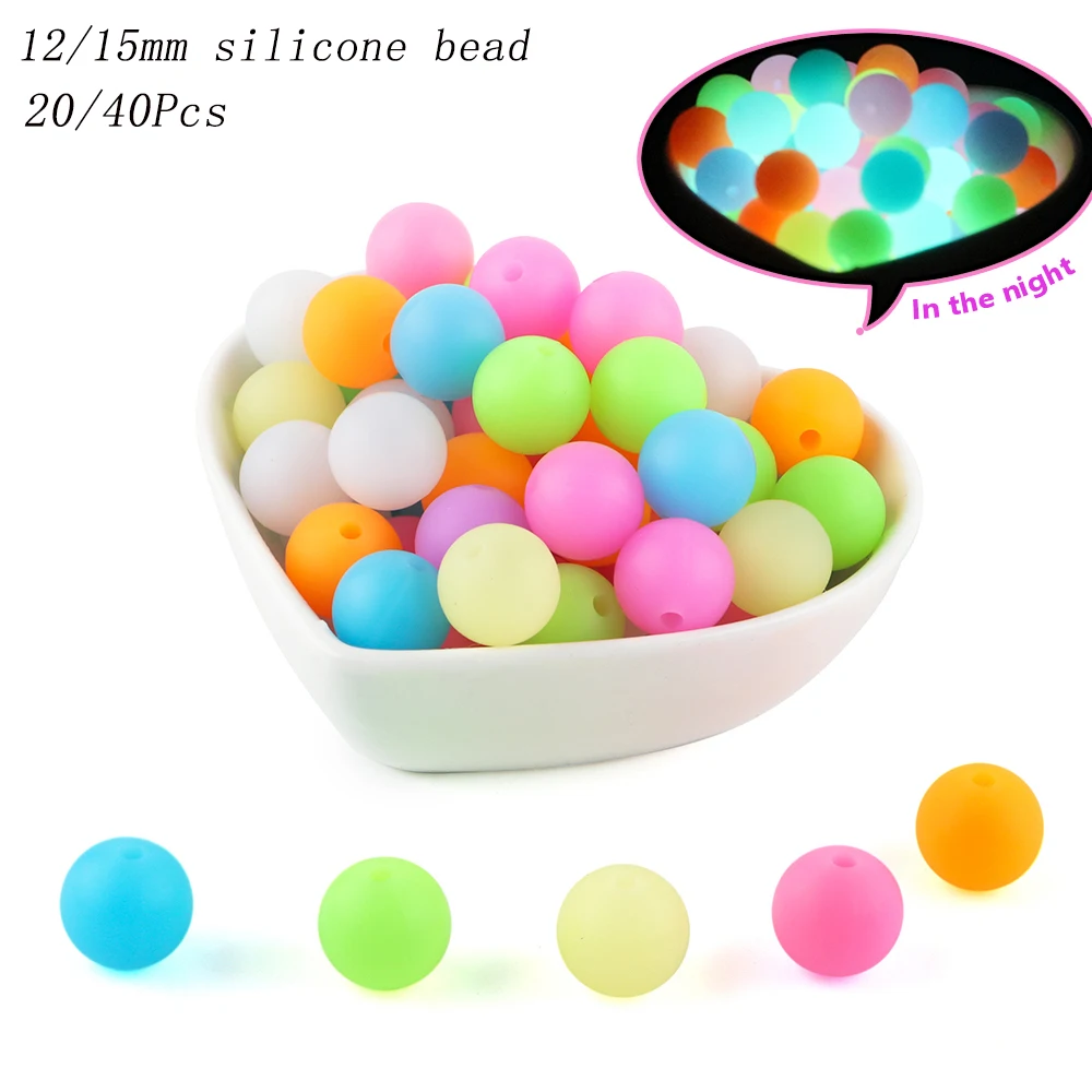 

12/15MM Luminous Silicone Beads Round Glow In The Dark Silicone Loose Beads DIY Bracelet Necklace For Jewelry Making