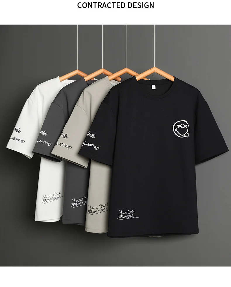 T-shirt à manches courtes et col rond pour homme, style américain, tendance, ample, surdimensionné, pour couple, été_voghion.com