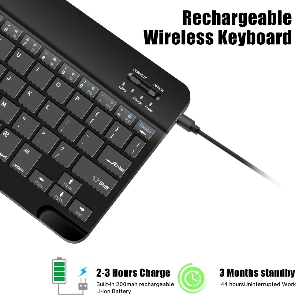 Wireless Keyboard Rechargeable Bluetooth Keyboard with Mouse for Tablet 10-13 inch iPad Huawei Samsung Xiaomi Pad