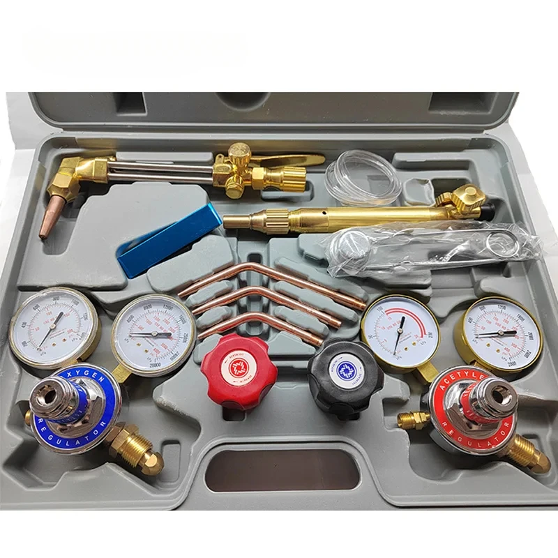 American Type Oxygen Acetylene Gas Pressure Regulator Heating Torch Copper Welding Cutting  Kit 2