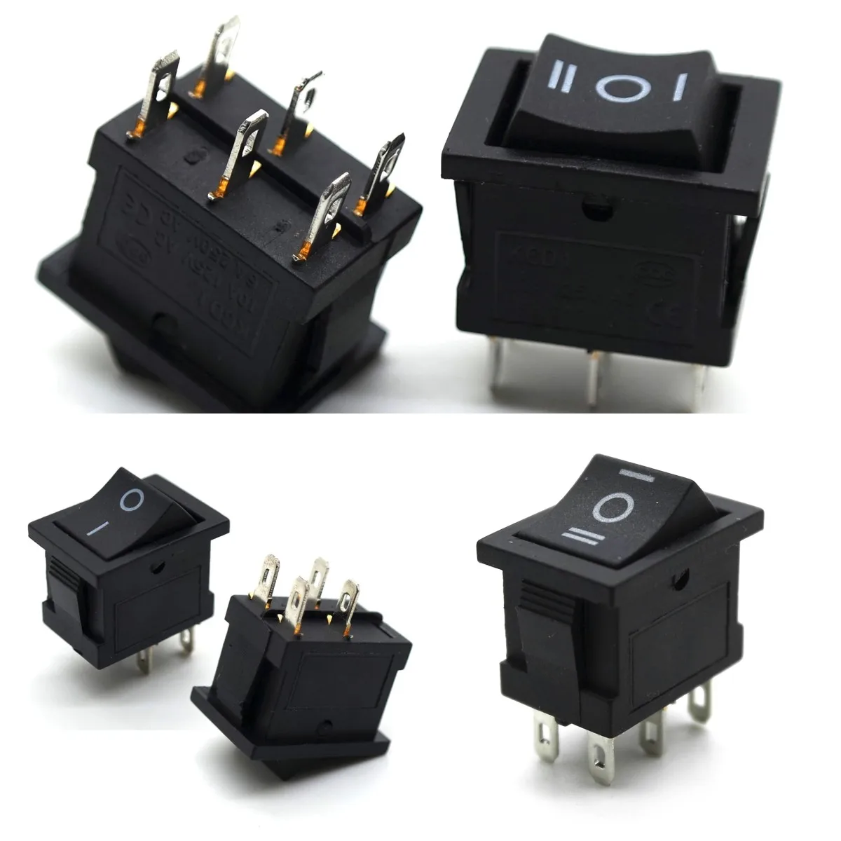 10PCS/lot KCD2 6PIN 21X15mm DPDT Black White Push Button rocker Switch ON-OFF-ON ON-ON Boat power Rocker switch 6A/250V 10A/125V 16a 250v 20a 125v 3 контактный ac rocker switch kcd3 переключатель 5 шт