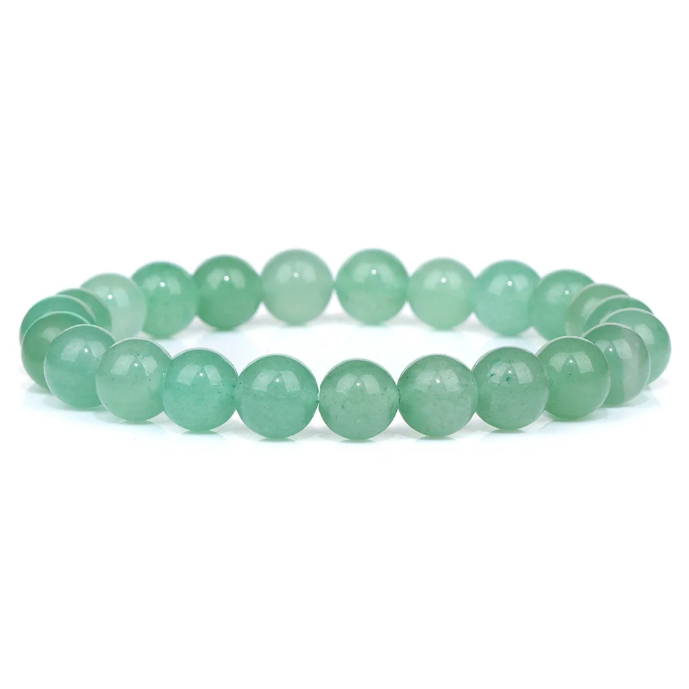 Green Beaded Natural Stone Stretch Bracelet - Healing Jewelry Gift