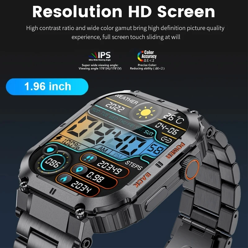 2024 Outdoor Rugged Military Smart Watch Men Connections Bluetooth Call Sport Fitness Bracelet Waterproof Smartwatch Men's Watch