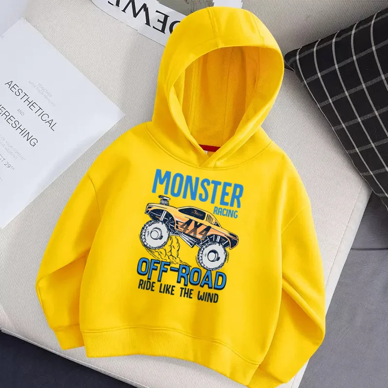 

Aimi Lakana Monster Truck Childrens Hoodie Long Sleeve Cotton Coat Baby Boy Cartoon Hoodie Casual Pullover
