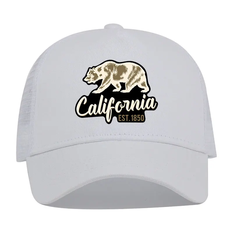 

California Bear Mesh Trucker Cap Woman Man Daily Sun Beach Ball Cap Unisex Adult Sports Travel Snapback Cap Man Baseball Cap