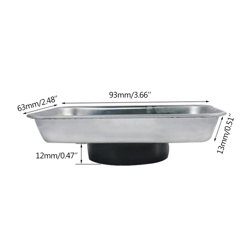 Parts storage box magnetic tray sucker 4 inch rectangle magnetic tray for screws sockets bolts pins garage office