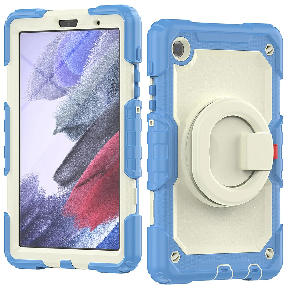 Silicone Case For Samsung Galaxy Tab A7 Lite Kids Case T220 T225 Shockproof Cover With Portable Handle Rotatable Kickstand