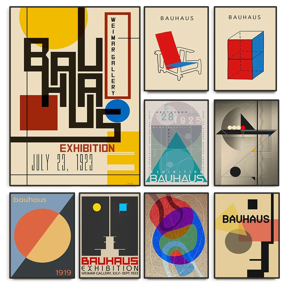 

Bauhaus, выставочная Картина на холсте, абстрактные Геометрические линии, картины, настенные художественные Декоративные плакаты, печать для гостиной, домашний декор