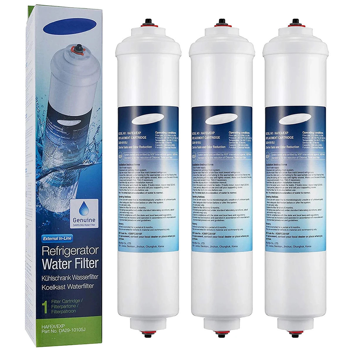 Inline Water Filter Replacement DA29-10105J for GE GXRTPR GXRTDQ 4378411RB Samsung HAFEX/EXP Whirlpool WHKF-IMTO IC-100A