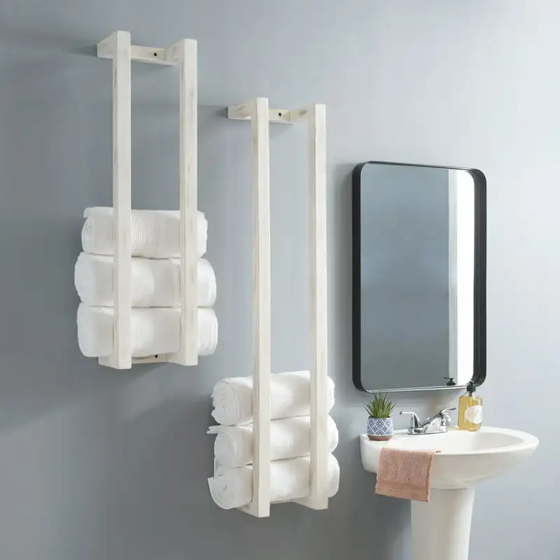 

Wall-Mounted Bathroom Towel Rack, Set of 2, White