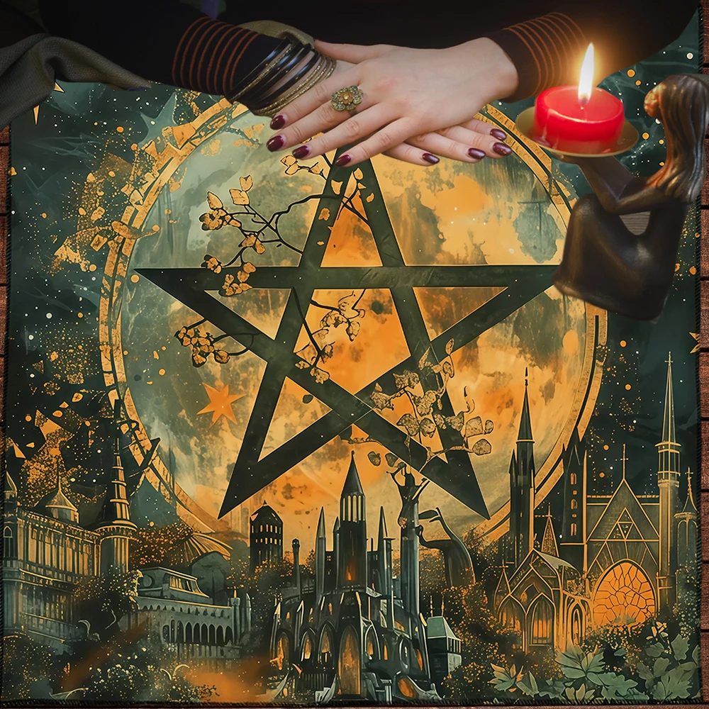 Moon Phase Five-Pointed Star Design Altar Cloth Tarot Tablecloth Altar Cloth tablecloth Divination Astrology Oracle Board Mat 2