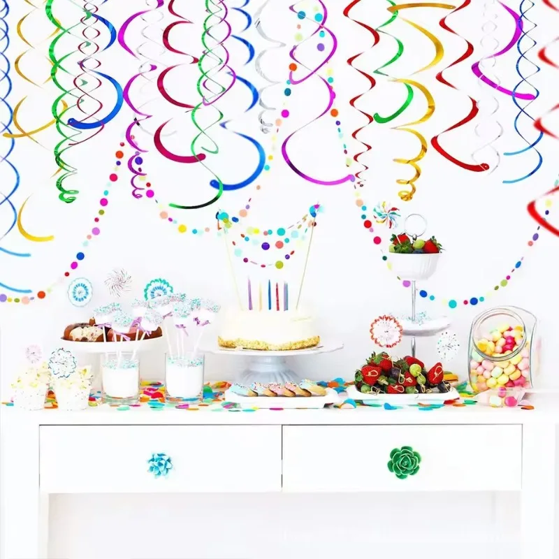 6/12/18PCS Bunte Spirale Dekoration Spirale Banner Hängen Swirl Dekorationen Geburtstag Hochzeit Weihnachten DIY Party Liefert – Detail 4