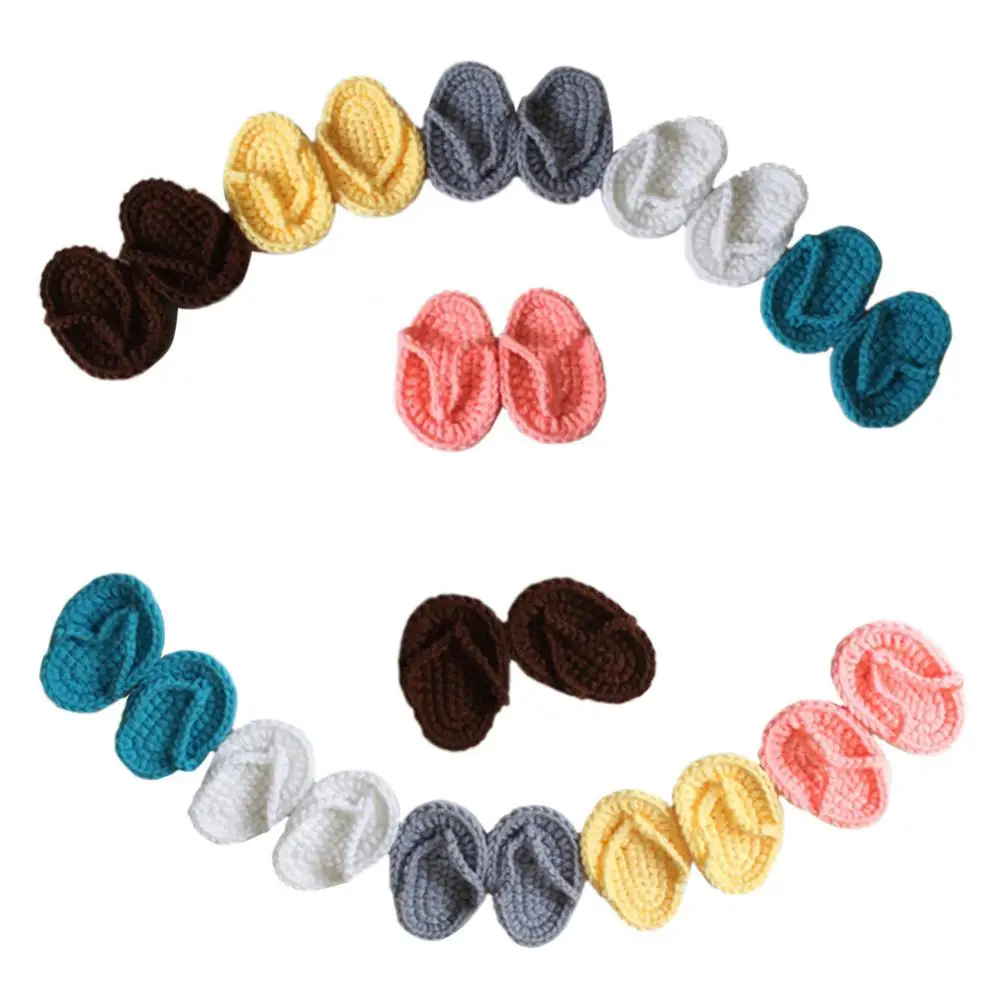 Mini Photography Prop Newborn Baby Solid Color Crochet Flip-Flops Infant Slippers Photo Props Babies Accessories Newborn Photogr for baby sandals