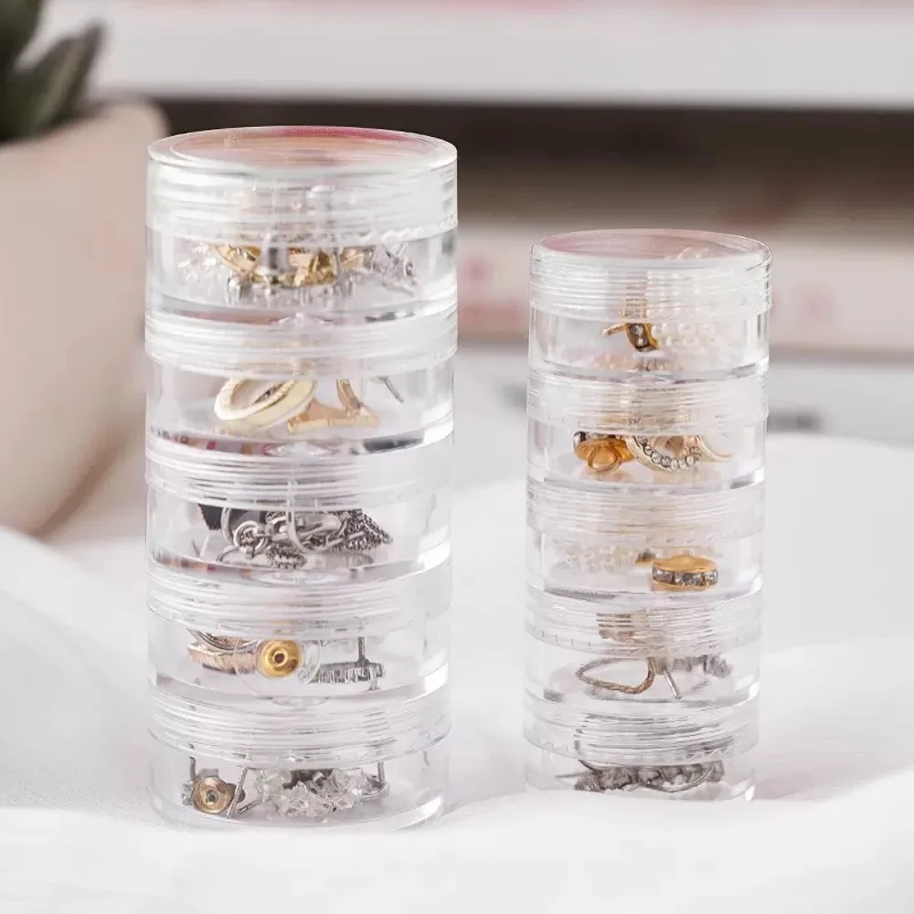 

Portable Round Clear for Bracelet Earrings Stackable Makeup Organizer Eye Cream Box Face Cream Box Jewelry Storage Box
