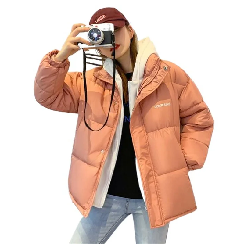 

Корейская версия, зимняя одежда для отдыха, Хлопковая женская одежда Y2K, многофункциональный пуховик на молнии с имитацией двух карманов, толстое пальто