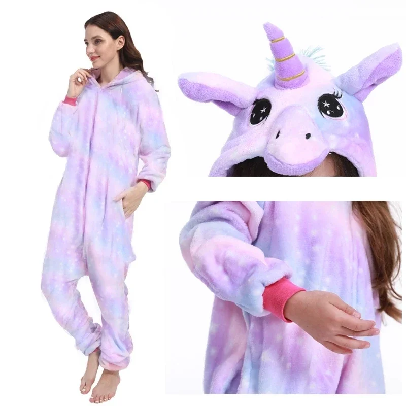 Kids Pajamas Adult Pajamas Cute Cartoon Rabbit Onesies Kigurumi Pajamas Adults Cosplay Jumpsuit Woman Pyjamas Flannel Pijamas Winter Overalls Kids