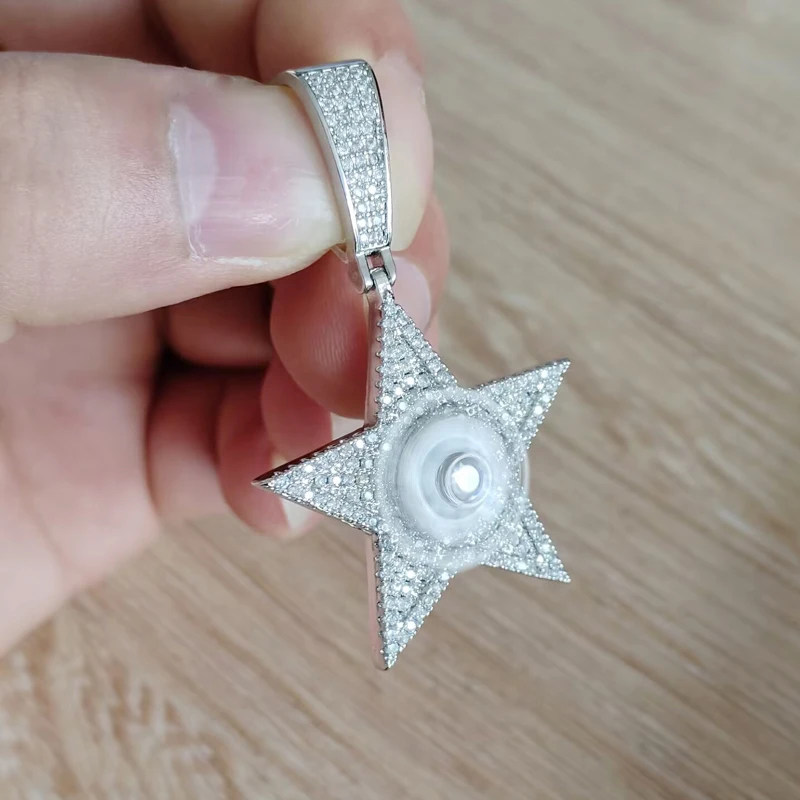 New designer 5-points stars rotatable Charm pendant Necklace Hip hop Women men full paved 5A CZ Party gift jewelry 3