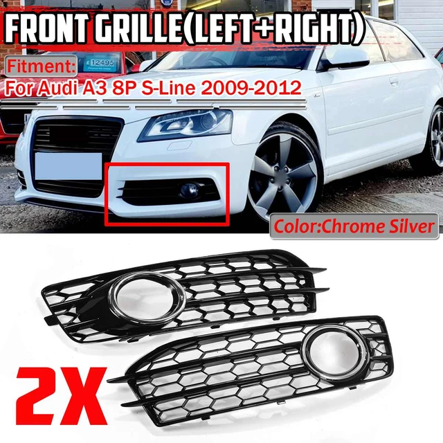 A3 8p Pair Front Bumper Fog Light Grille Grill For Audi A3 8p S-line  2009-2012 Front Bumper Fog Lamp Surround Grill Protector - Racing Grills -  AliExpress