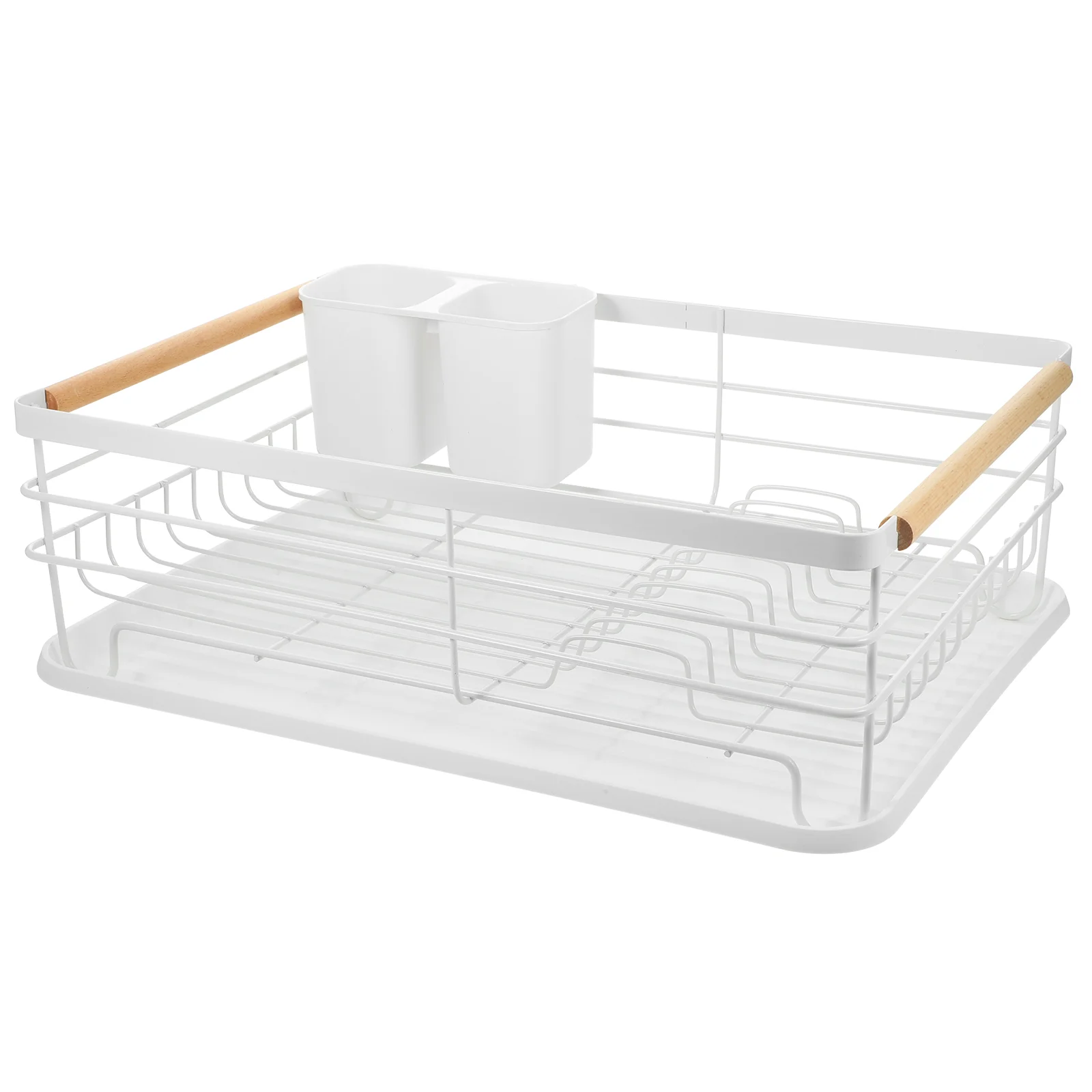 

Clothes Drying Racks Drainer for Kitchen Sink Dish with Cutlery Holder Metal Multifunction Large Wood Dishes