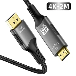 Ultra HD 8K DisplayPort to HDMI Video Audio Cable, 60Hz (4K 2M)