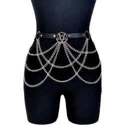 Elegant Women's PU Leather Body Harness with Tassel Chains (E)