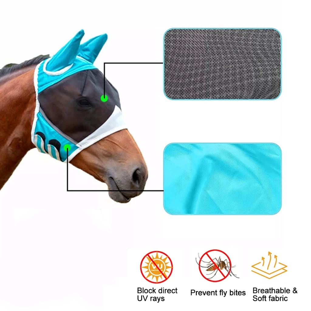 Hot Anti-Mosquito Horse Full Face Protection Anti-Worms Mesh Mask Horse Face Mask Riding Equestrian Equipment
