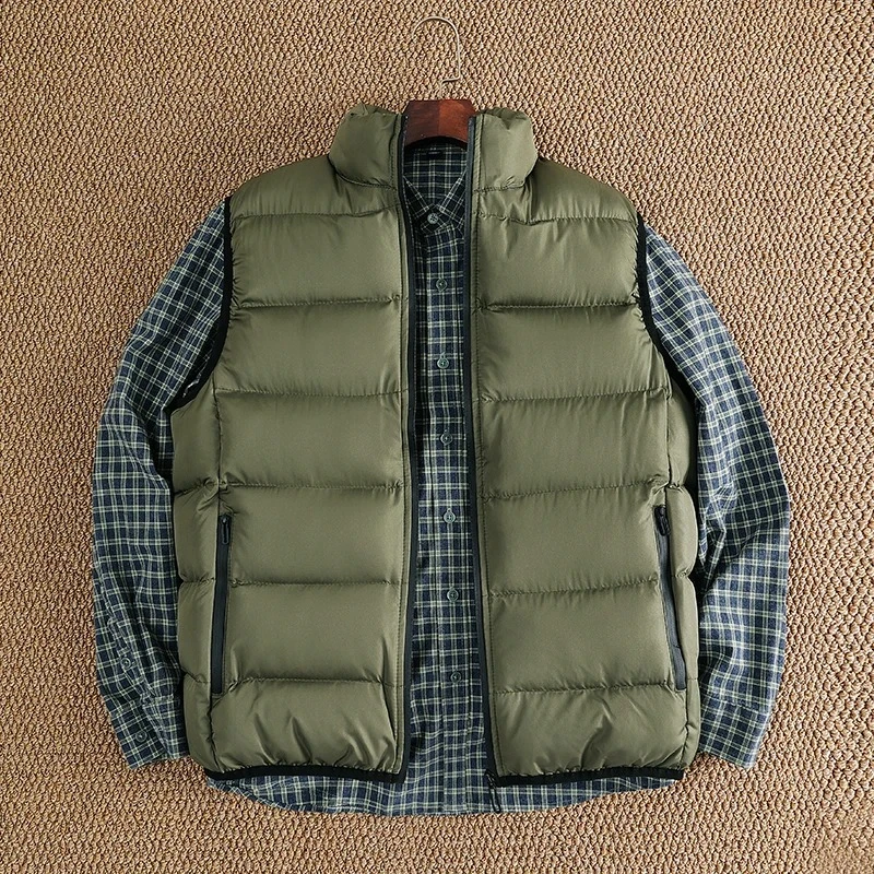 Down Padded Vest for Men Slim Fit Stand Collar Sleeveless Puffer Jackets Autumn Winter Casual Waistcoat Outwear Men's Warm Coat