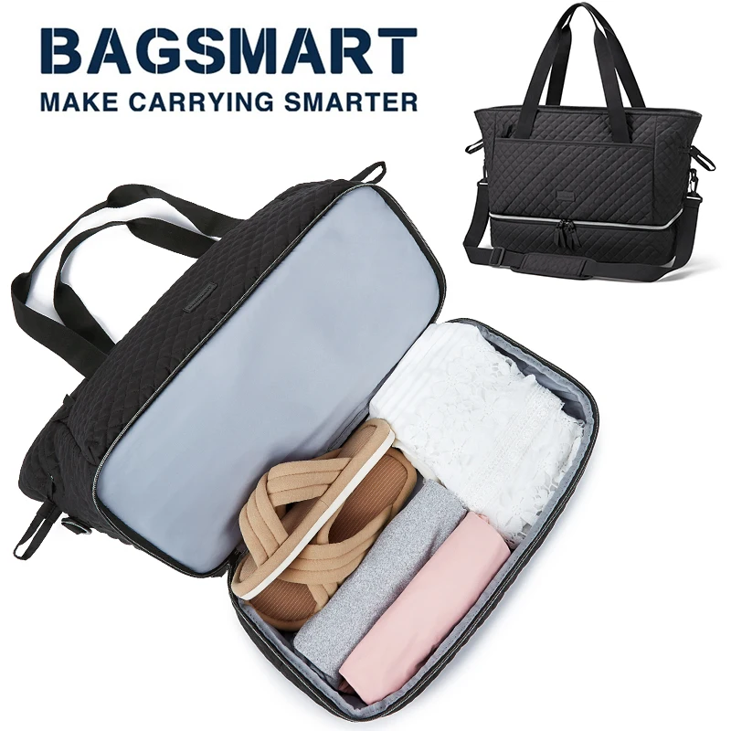 Borsone da viaggio con tasca separata a secco per donne e uomini, borsa con scomparto per scarpe, leggera e facile da trasportare, zaino da campeggio grigio per ragazzi, D, Taglia unica