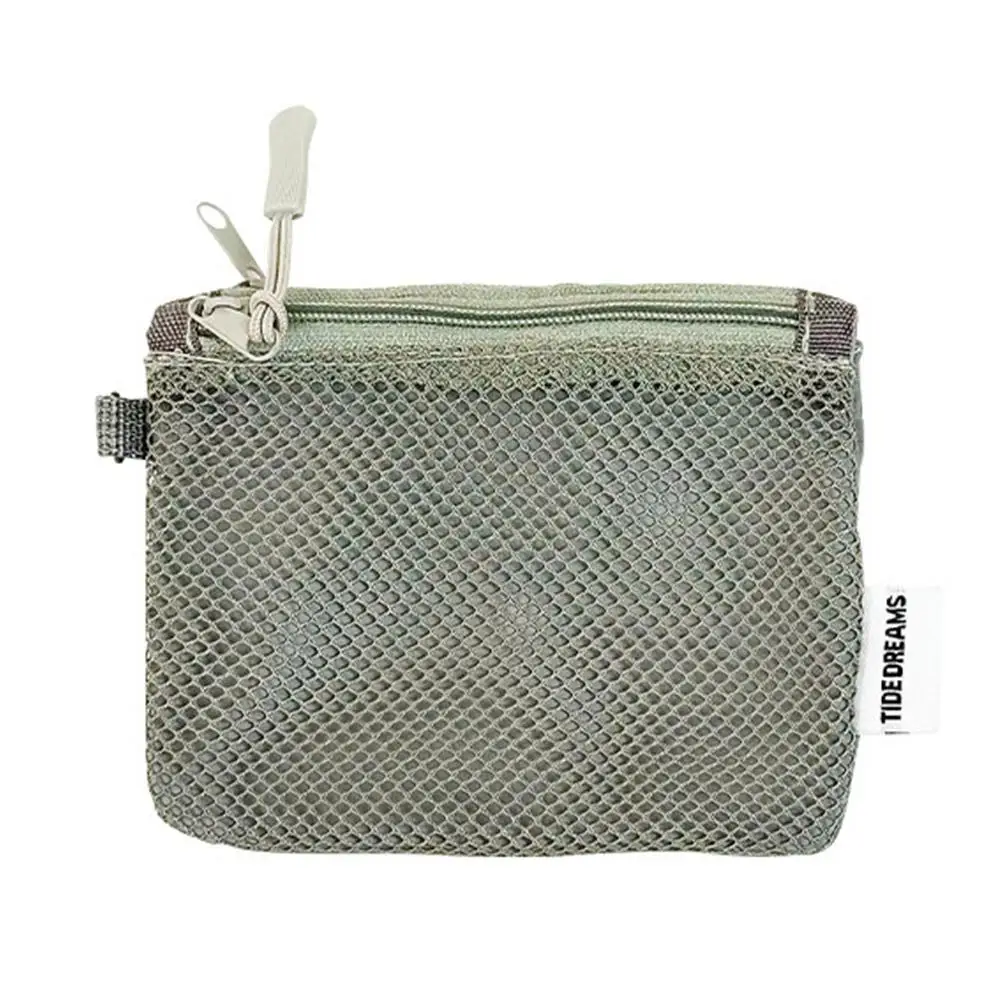 Borsa portaoggetti in rete, borsa portatile con cerniera, mini portamonete in fibra di poliestere riciclata, organizer da viaggio per chiavi, carte, cosmetici