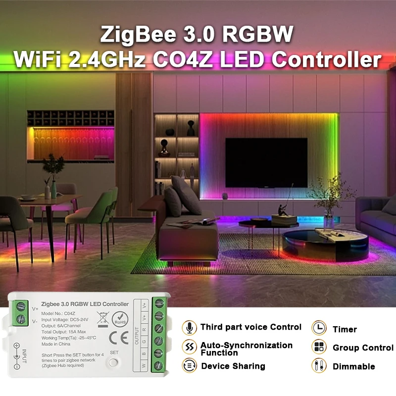 ตัวเลือกสินค้า Zigbee 3.0 WiFi ควบคุมไฟ LED สีเสียง