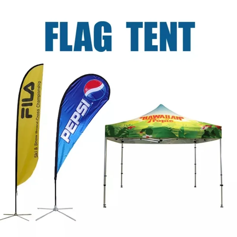 600D Portable Outdoor Awning 3x3m Folding Gazebo Waterproof Foldable Sidewall Design Full Set Advertising Tent with Feather Flag