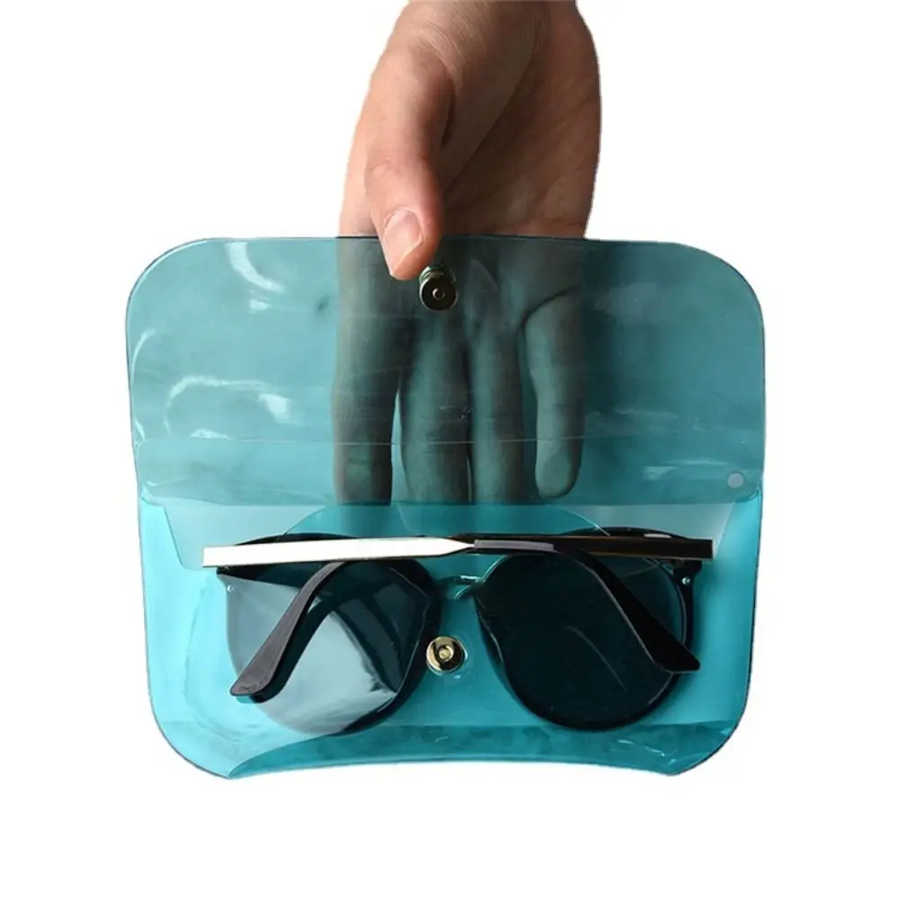 

Portable Transparent Eyeglass Case Multi-colors Waterproof Sunglass Bag Rectangular Button Closure PVC Glasses Box Unisex