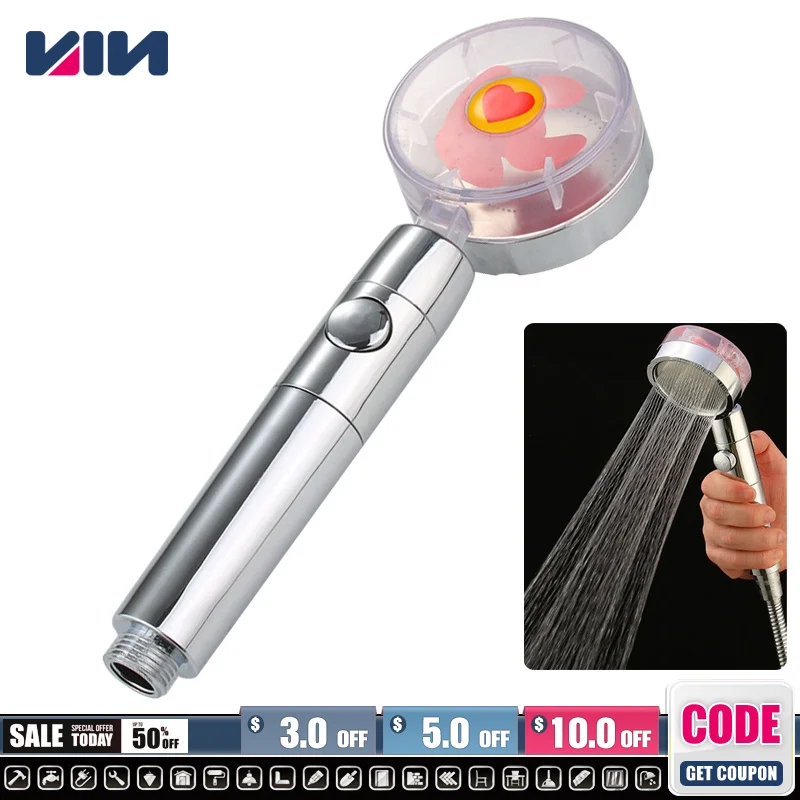 

Creative Outlet Mode Rain Shower Head Spinning Windmill Stop Button High Pressure Water Saving Spray Nozzle Showerhead Douche