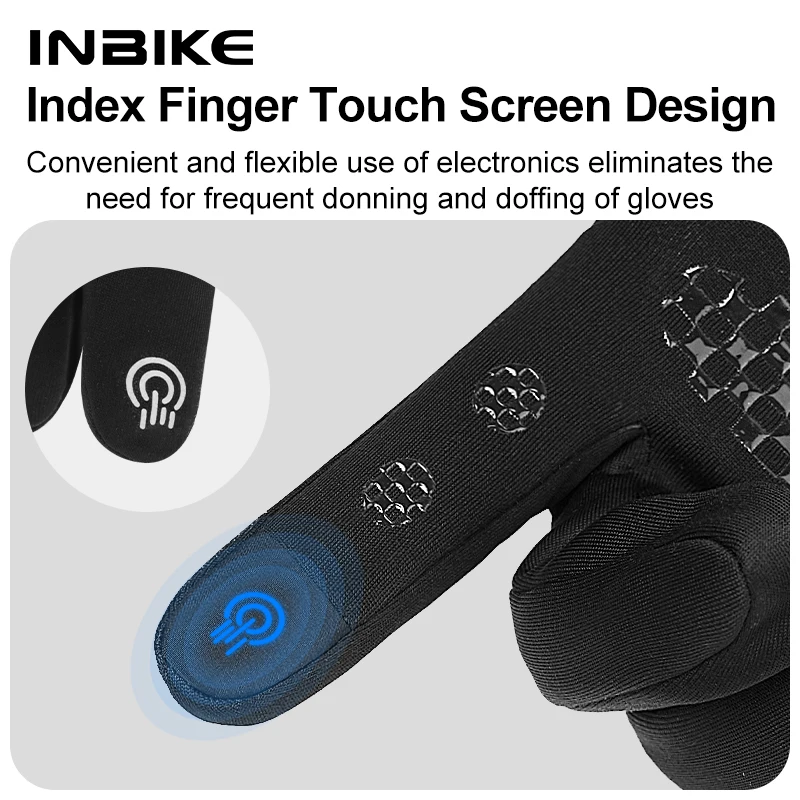INBIKE Cycling Gloves Gel Padded Men's Winter Fleece Road Cycling Gloves Full Finger Touch Screen Fishing Outdoor Sports Gloves 5