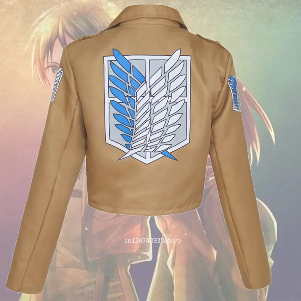 

Anime Attack Titaner Shingeki No Kyojin Brown Leather Jacket Halloween Christmas Carnival Birthday Gift Cosplay Leather Jacket