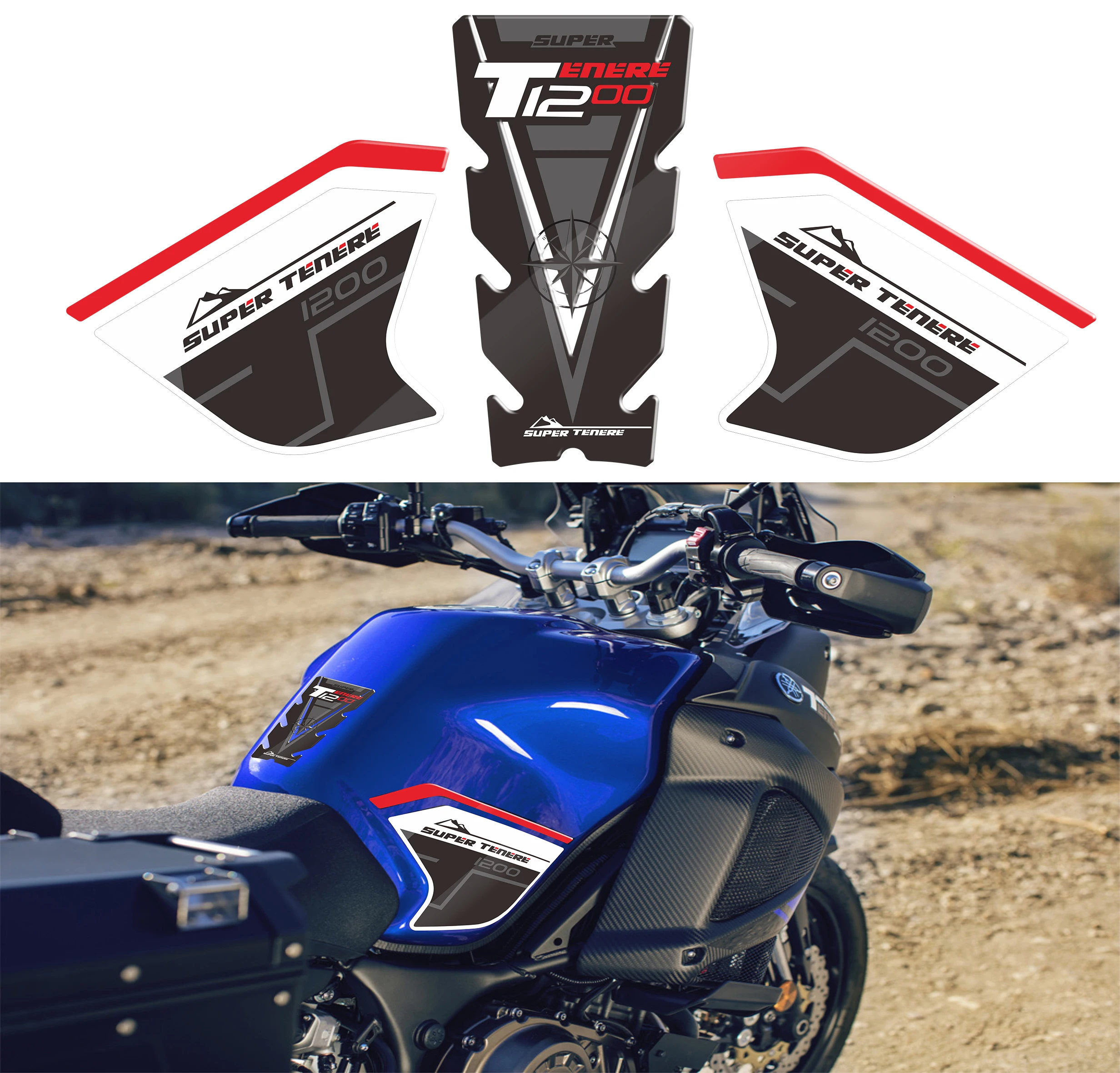 For Yamaha Super Tenere XT1200X XT1200ZE XT 1200 Z ZE ES XTZ XTZ1200E Gas Fuel Oil Kit Knee Fish Stickers Decals Tank Pad