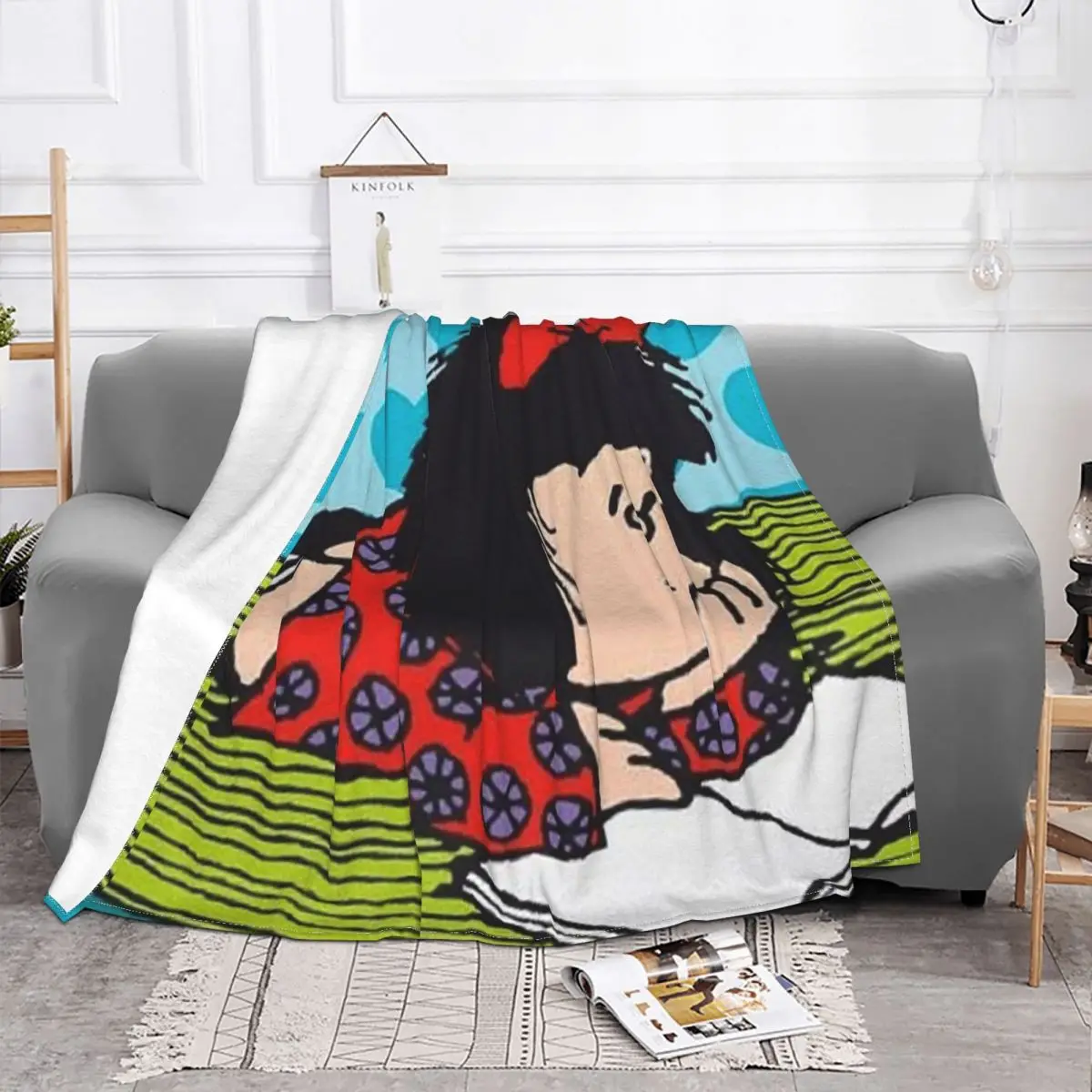 

Одеяло Mafalda Kawaii С мультяшным рисунком, бархатное ультрамягкое одеяло для кровати, для улицы, на осень/зиму