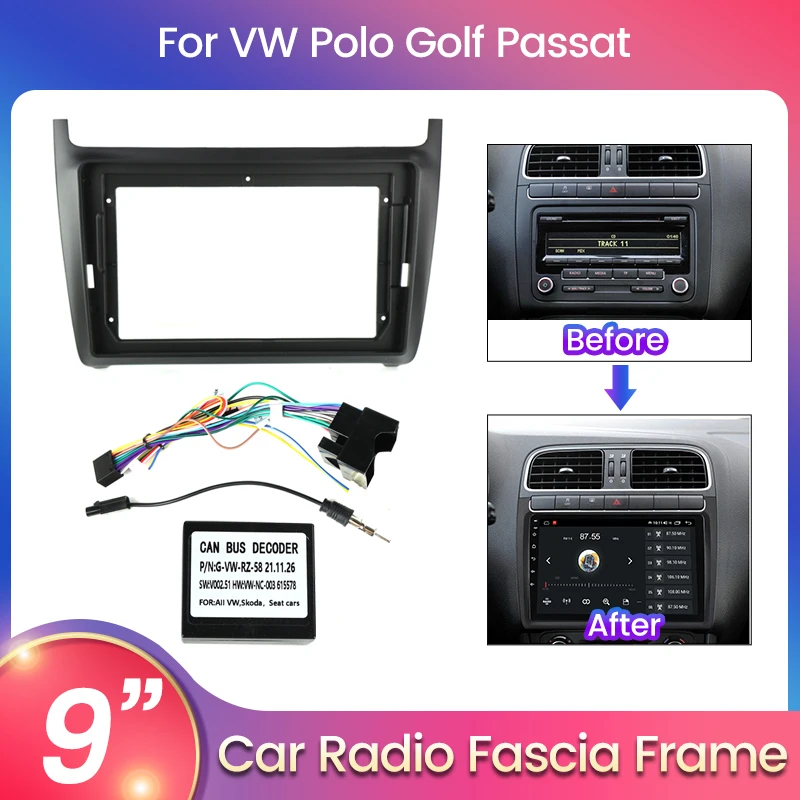 2 Din Car Radio Fascia for VW Volkswagen POLO Sedan 2008-2015 9inch DVD  Stereo Frame Plate Adapter Mounting Dash - AliExpress